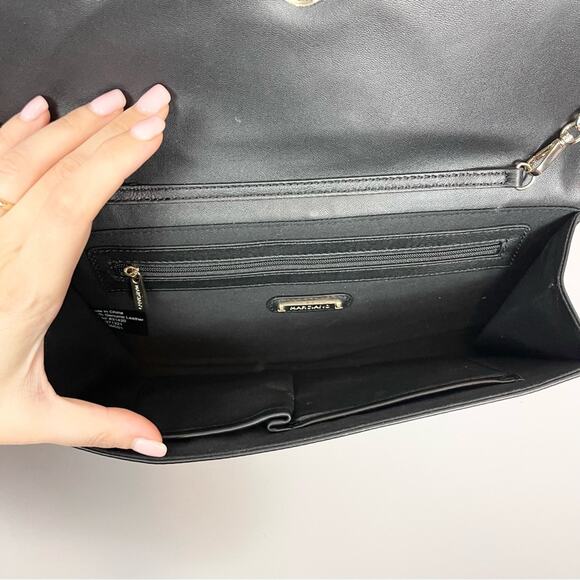 Marciano Black Leather Shoulder Envelope Bag Clutch Gold Chain And Details - Picture 4 of 12